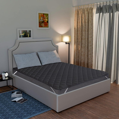 ITAJ Elastic Strap Single Size Stretchable, Waterproof Mattress Cover(Grey)