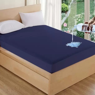 Manan Enterprises Fitted Single Size Breathable Mattress Cover(Blue)