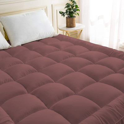 Linenovation Mattress Topper Single Size Breathable Mattress Cover(Maroon)