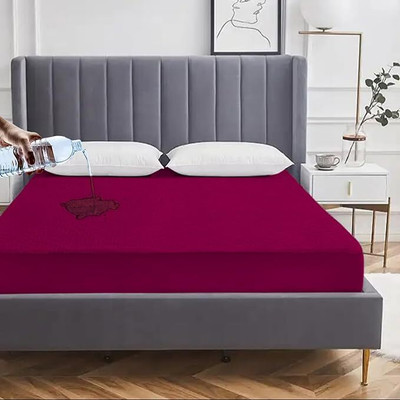 Manan Enterprises Mattress Topper Double Size Breathable Mattress Cover(Maroon)