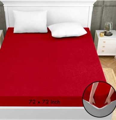 Kana Enterprises Elastic Strap Single Size Breathable Mattress Cover(Red)