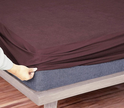 Riyans group King Size Fitted Terry Cotton Stretchable, Breathable, Waterproof Mattress Cover(Brown)