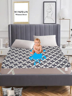 WINNSUN 110 TC Polyester King Floral Fitted (Elastic) Bedsheet(Pack of 1, Blue)