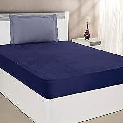 BabyNap Fitted Single Size Waterproof, Stretchable Mattress Cover(Blue)