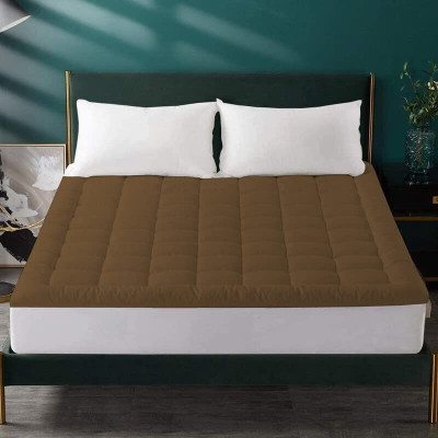 Texlux Mattress Topper Single Size Breathable, Stretchable, Waterproof Mattress Cover(Brown)