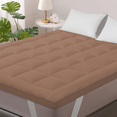 Jaipurlinen Mattress Topper Single Size Breathable, Stretchable, Waterproof Mattress Cover(Brown)