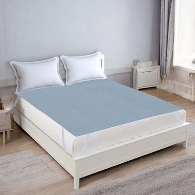 xperanto Elastic Strap Double Size Waterproof Mattress Cover(Blue)