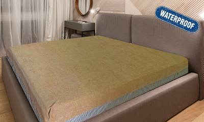 GRINAF Zippered Double Size Breathable, Stretchable, Waterproof Mattress Cover(Beige)