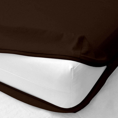Cott Linen Zippered Single Size Waterproof Mattress Cover(Brown)