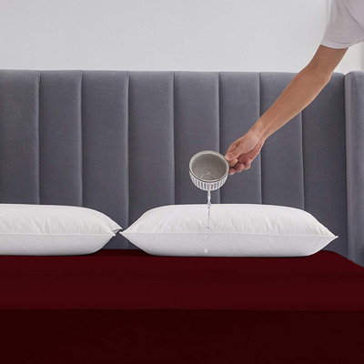 ITAJ Fitted Single Size Breathable, Stretchable, Waterproof Mattress Cover(Maroon)