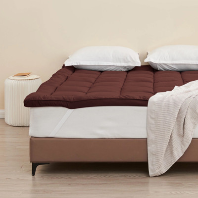 AVI Elastic Strap Single Size Breathable Mattress Cover(Brown)
