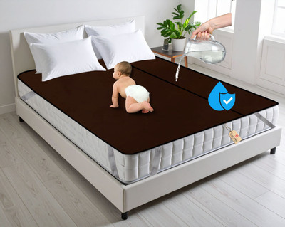 GURU ISHMA Elastic Strap King Size Waterproof Mattress Cover(Brown)