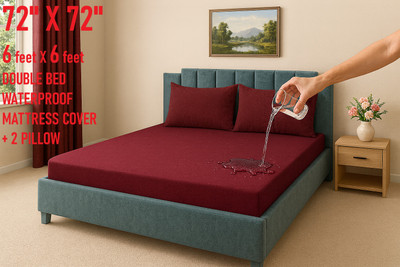 GriinViztal Zippered Double Size Breathable, Stretchable, Waterproof Mattress Cover(Maroon)