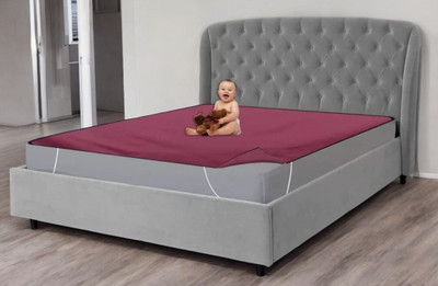 xperanto Elastic Strap Double Size Waterproof Mattress Cover(Maroon)
