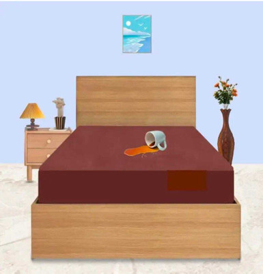 LIFE SAVER Fitted Single Size Breathable, Stretchable, Waterproof Mattress Cover(Brown)
