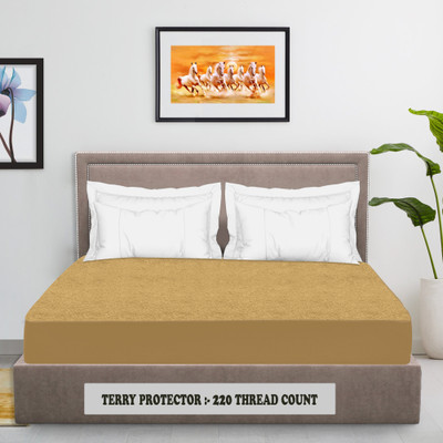 Riyans group King Size Fitted Terry Cotton Breathable, Stretchable, Waterproof Mattress Cover(Beige)