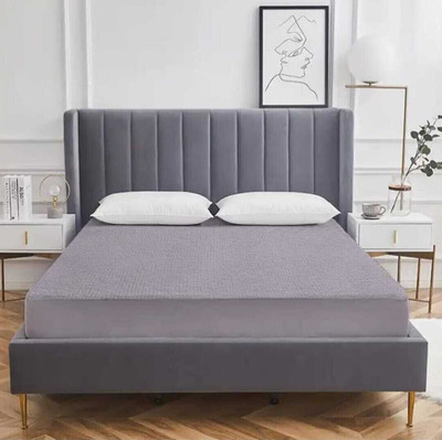 Kittenbite Queen Size Fitted Terry Cotton Breathable, Stretchable, Waterproof Mattress Cover(Grey)