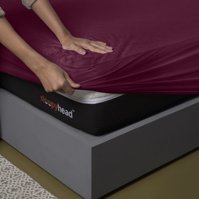 Sleepyhead Fitted Single Size Breathable, Stretchable, Waterproof Mattress Cover(Maroon)