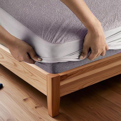 VHH Queen Size Fitted Terry Cotton Waterproof Mattress Cover(Grey)