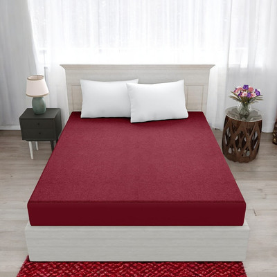 Luxurious Life Elastic Strap Single Size Mattress Cover(Maroon)