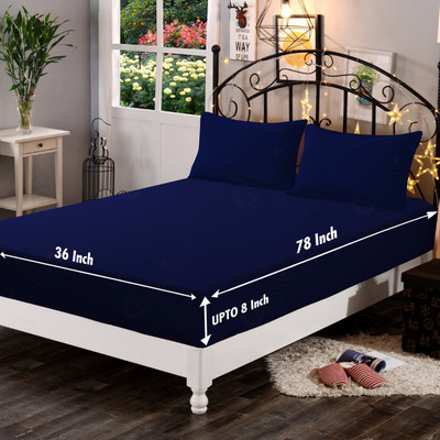 Glassiano Elastic Strap Single Size Stretchable, Waterproof Mattress Cover(Blue)