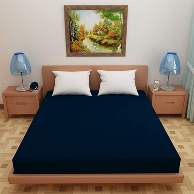 RishuLinen Elastic Strap Single Size Breathable, Stretchable, Waterproof Mattress Cover(Blue)
