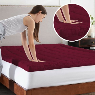 Febriva Mattress Topper Single Size Breathable, Stretchable, Waterproof Mattress Cover(Maroon)