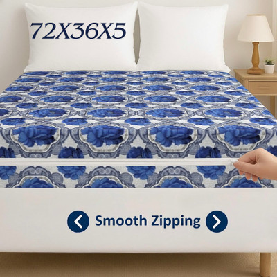 COLOFLY Single Size Zippered Cotton Breathable Mattress Cover(Blue)