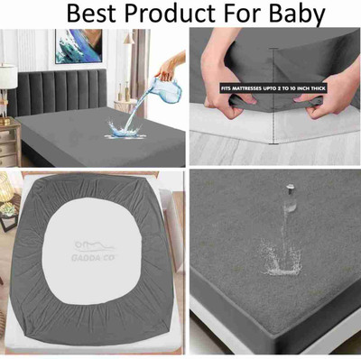 UJJAIN Elastic Strap Single Size Breathable, Stretchable, Waterproof Mattress Cover(Grey)