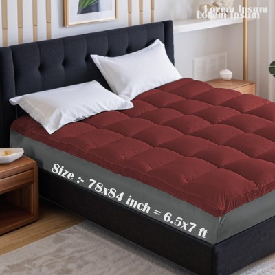 Jaipurlinen Mattress Topper King Size Breathable Mattress Cover(Maroon)