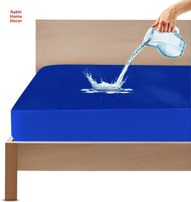 EVERDECOR Fitted Single Size Breathable, Stretchable, Waterproof Mattress Cover(Blue)