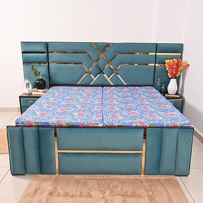 Bloomery Zippered Double Size Breathable Mattress Cover(Blue)