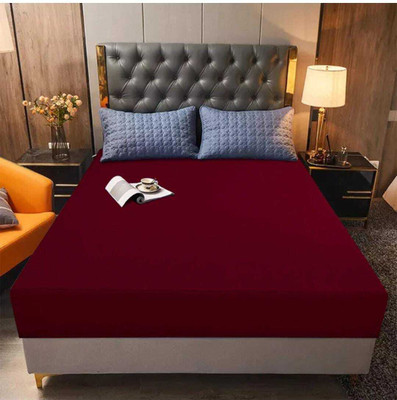LAVESH EXPORTS Queen Size Fitted Terry Cotton Breathable, Waterproof, Stretchable Mattress Cover(Maroon)