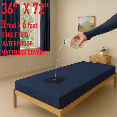GriinViztal Zippered Single Size Breathable, Waterproof Mattress Cover(Blue)