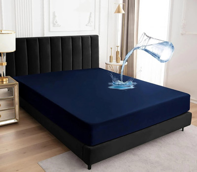 Kittenbite Fitted King Size Waterproof Mattress Cover(Blue)