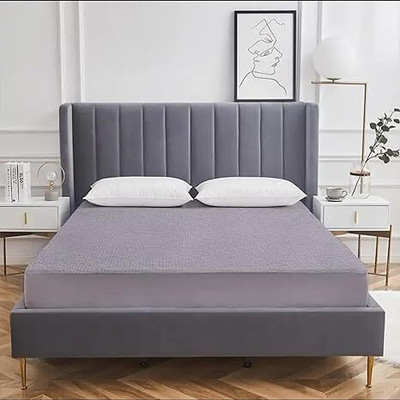 Moirai Elastic Strap Double Size Breathable, Stretchable, Waterproof Mattress Cover(Grey)