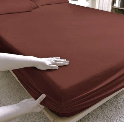 Decor Talks Fitted King Size Stretchable Mattress Cover(Brown)