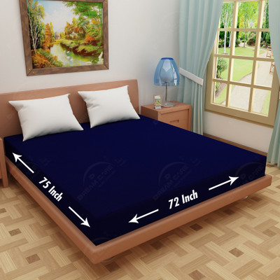 Dream Care King Size Fitted Terry Cotton Breathable, Stretchable, Waterproof Mattress Cover(Blue)