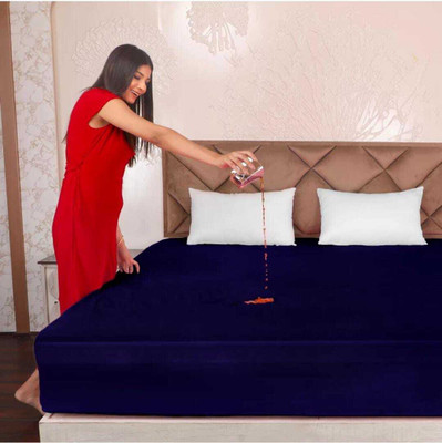 SHREENAINATH Elastic Strap Double Size Breathable, Stretchable, Waterproof Mattress Cover(Maroon)