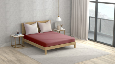 Raymond Home King Size Fitted Polyster Waterproof Mattress Cover(198 cm x 183 cm, Maroon)