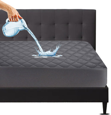 Mattress Protector King Size Fitted Polycotton Waterproof, Stretchable, Breathable Mattress Cover(Grey)