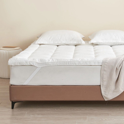AVI Elastic Strap Single Size Breathable Mattress Cover(White)