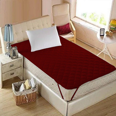 Texlux Elastic Strap Single Size Breathable, Stretchable, Waterproof Mattress Cover(Maroon)