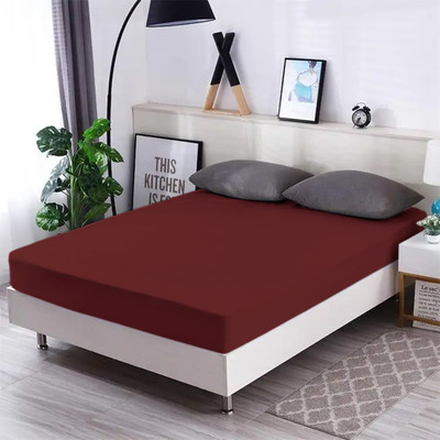 AVI Fitted Single Size Breathable, Stretchable, Waterproof Mattress Cover(Maroon)