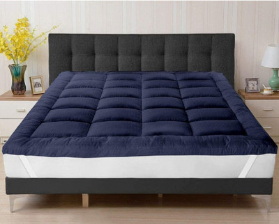 Linenovation King Size Mattress Topper Polycotton Breathable Mattress Cover(Blue)