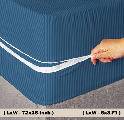 HOMEKART Zippered Single Size Breathable Mattress Cover(Blue)