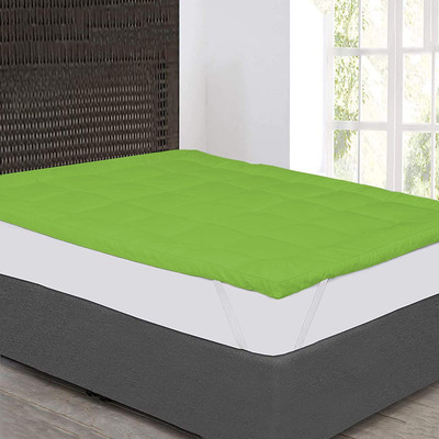 Linenovation Mattress Topper Single Size Breathable, Stretchable Mattress Cover(White, Green)