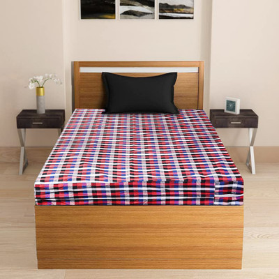 Hometail Zippered Single Size Breathable Mattress Cover(Red)