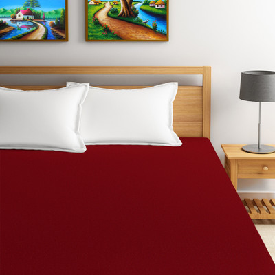Kittenbite Elastic Strap Queen Size Breathable, Stretchable, Waterproof Mattress Cover(Maroon)