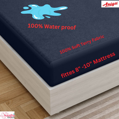 AMIGOS Fitted Queen Size Breathable, Stretchable, Waterproof Mattress Cover(Blue)